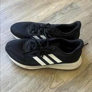 adidas Black Athletic Sneakers with White Stripes